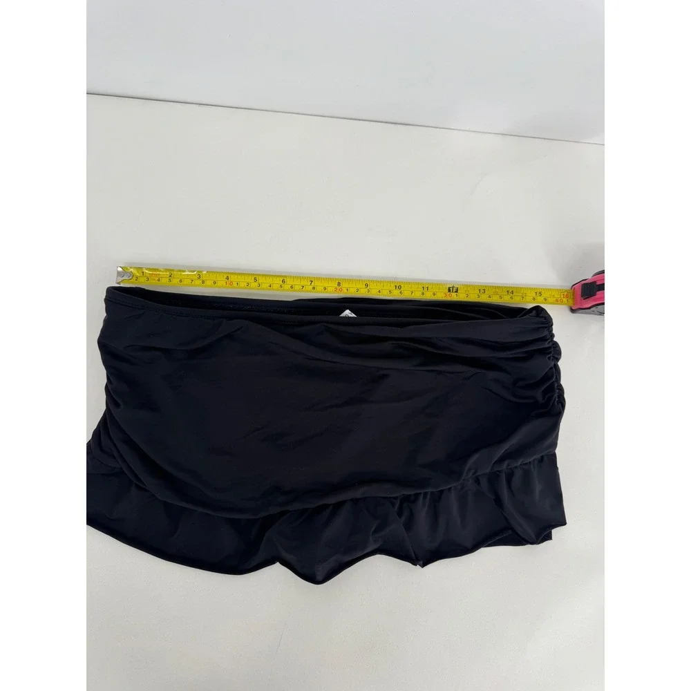 Kenneth Cole Reaction Womens Black Ruched Ruffle Swim Skirt Full Coverage Sz M